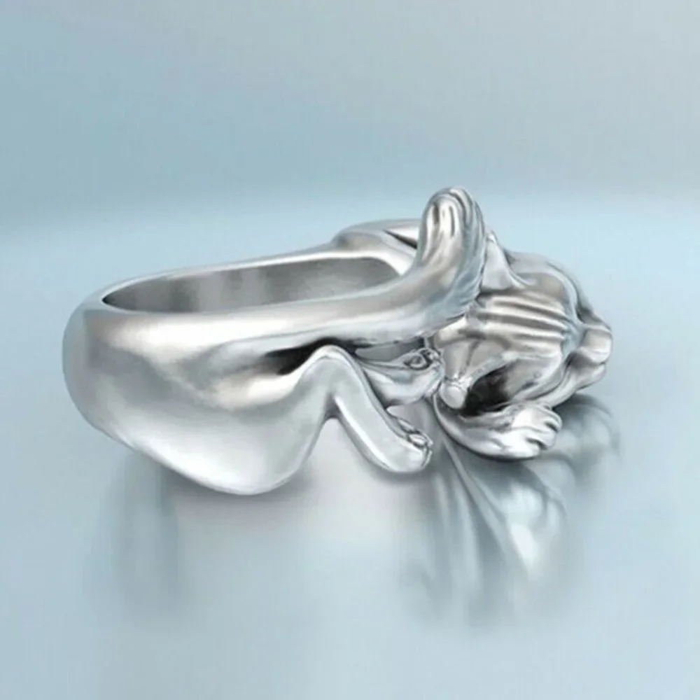 Adorable 925 Silver Kitty Ring